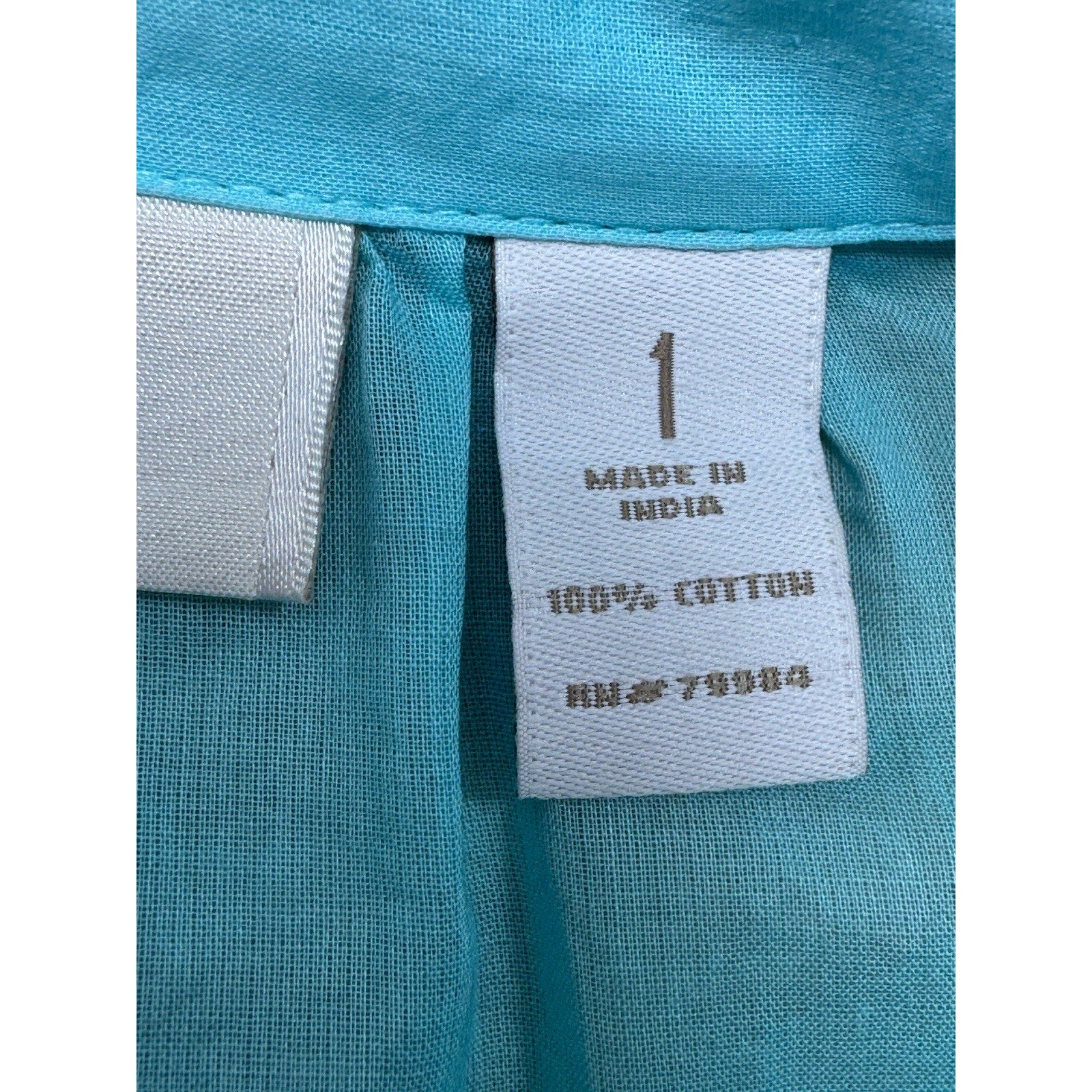 CHICOS Lightweight Sheer Tunic 1/2 Button Front Pockets Blue Women’s Size 1/Med
