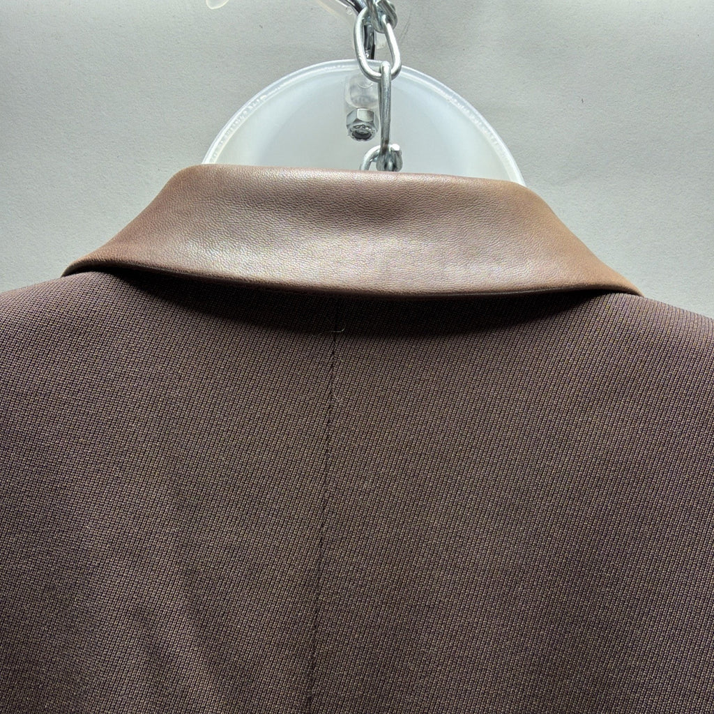 Ralph Lauren Brown Wool Blazer Jacket Women’s 8 Leather Collar Equestrian Mint