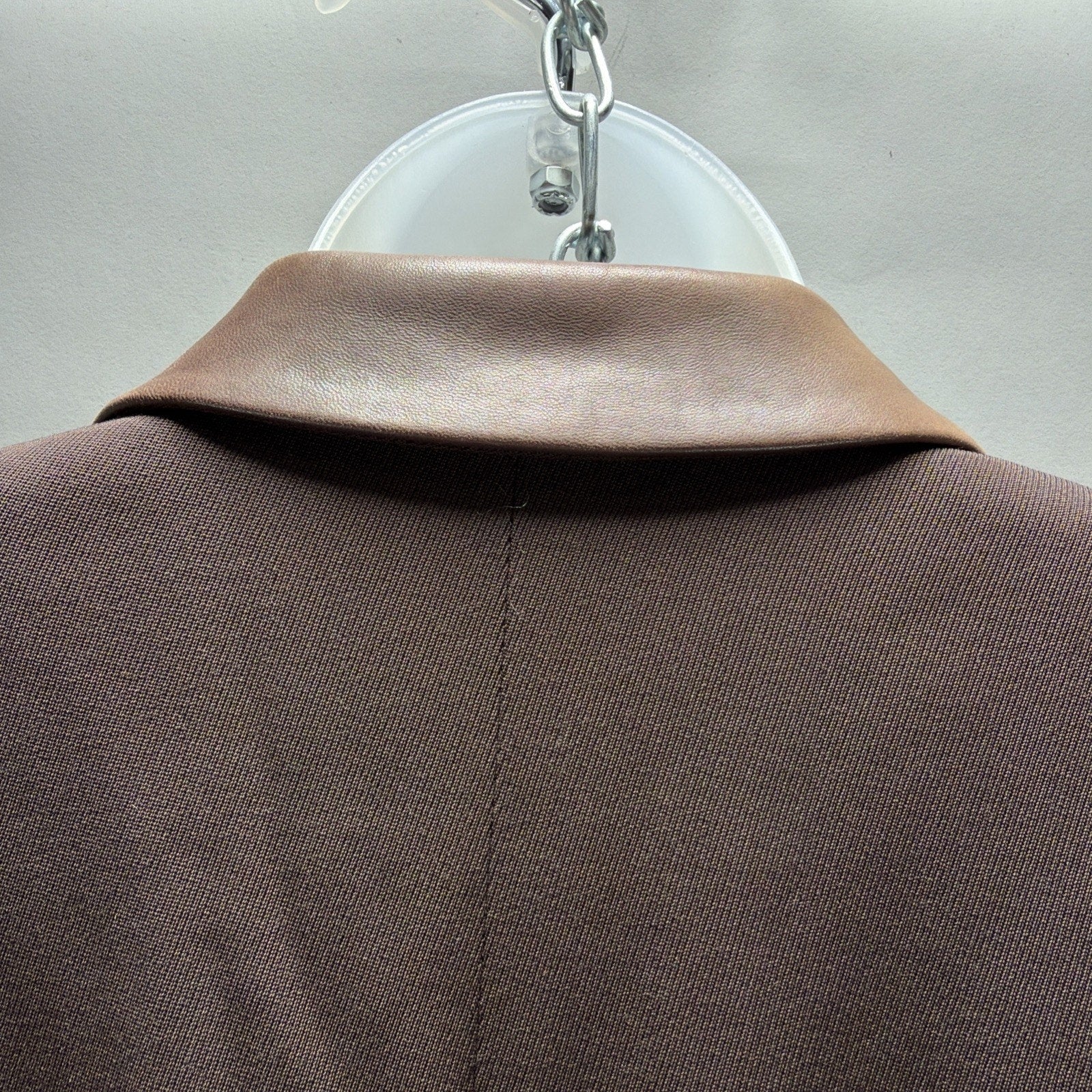 Ralph Lauren Brown Wool Blazer Jacket Women’s 8 Leather Collar Equestrian Mint