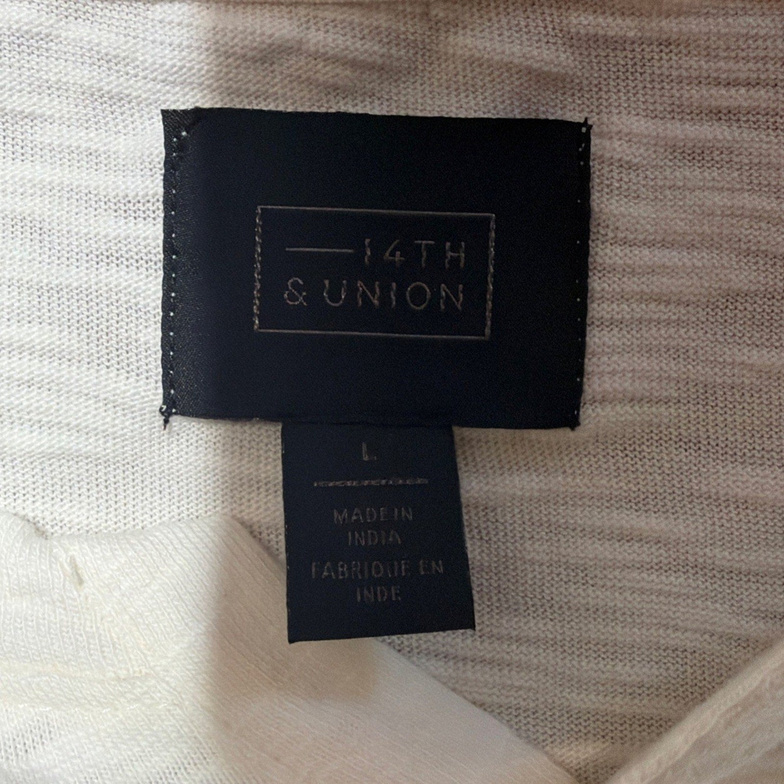 14th & Union Nordstrom Rack Mens L Ivory Henley Shirt Long Sleeves NWT
