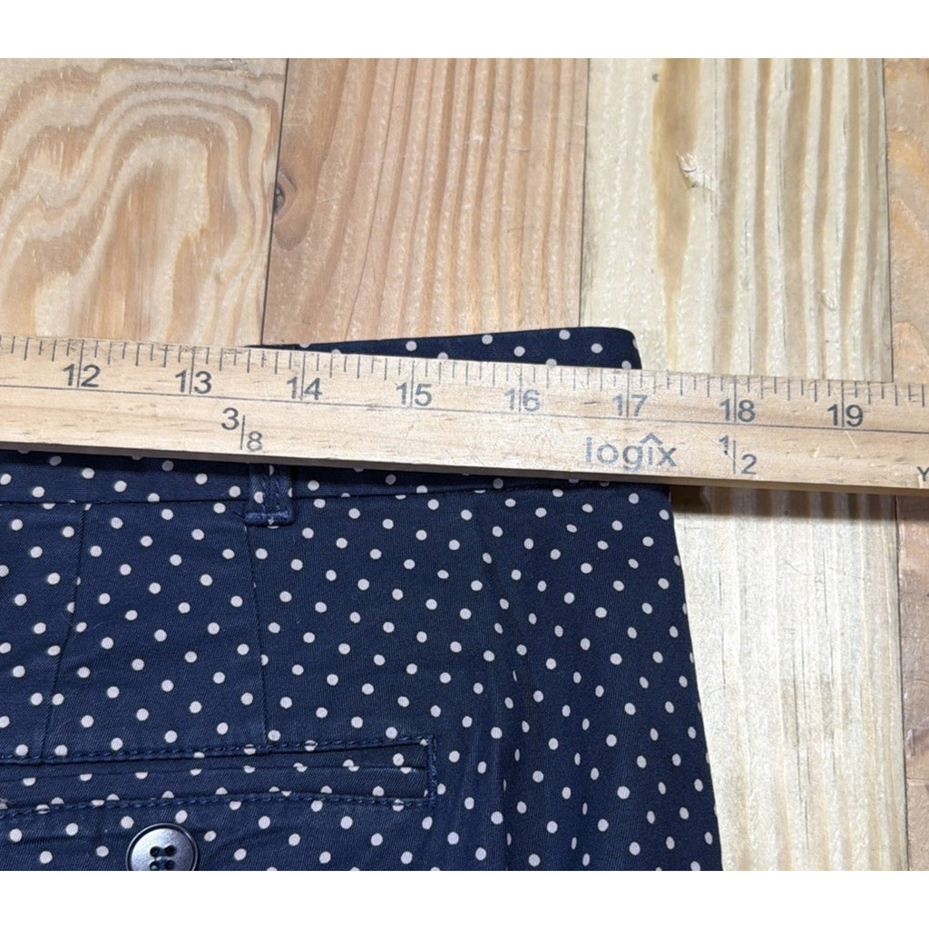 Talbots Women 10 The Weekend Chino Ankle Pants Polka Dot Navy Flat Front Stretch