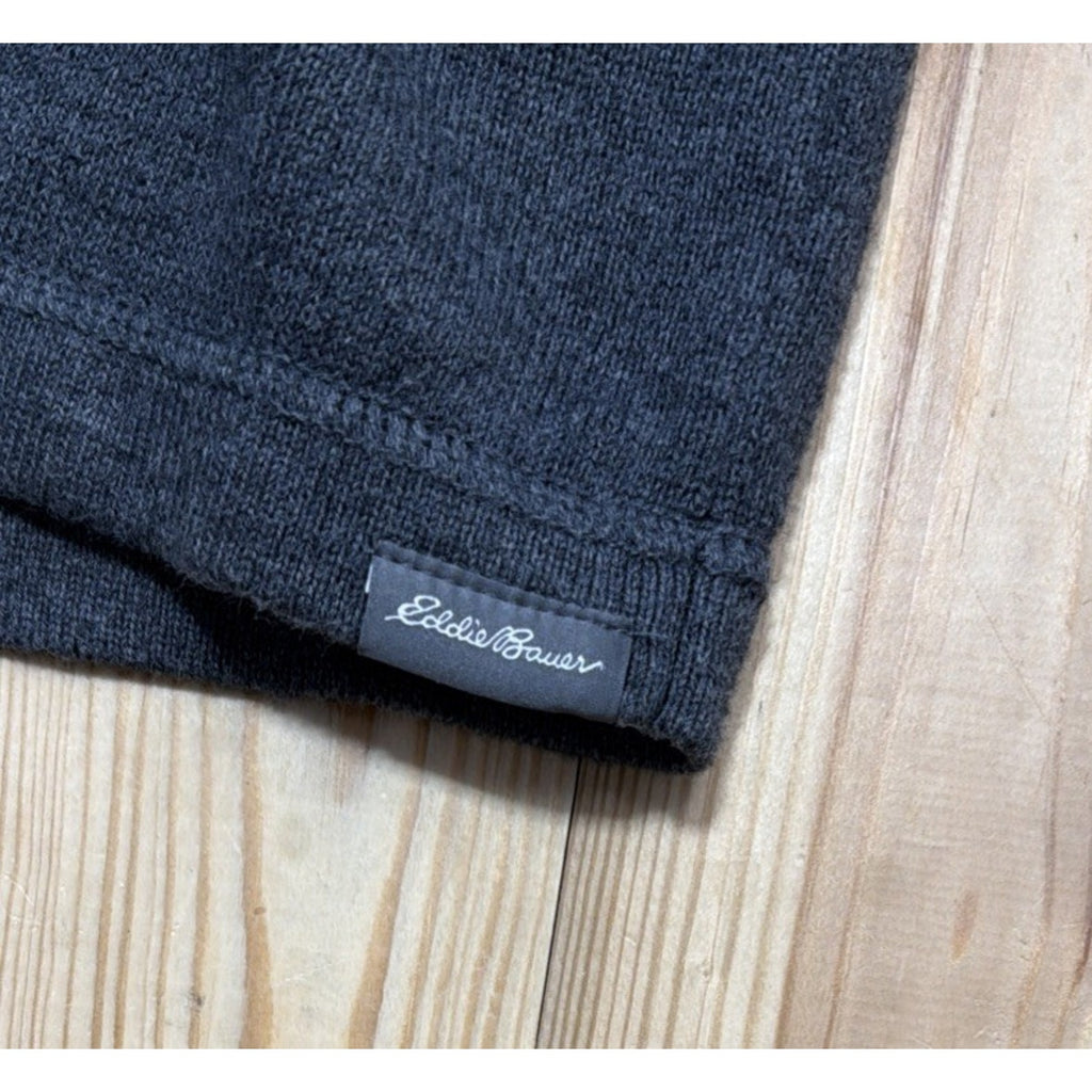 Eddie Bauer Sweater Mens Large Gray 1/4 Zip Knit Long Sleeve Pullover Preppy