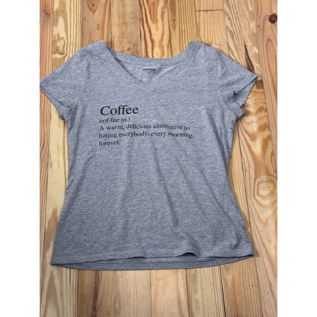 Women's Large Joe Boxer Short Sleeve Gray V-Neck T-Shirt
