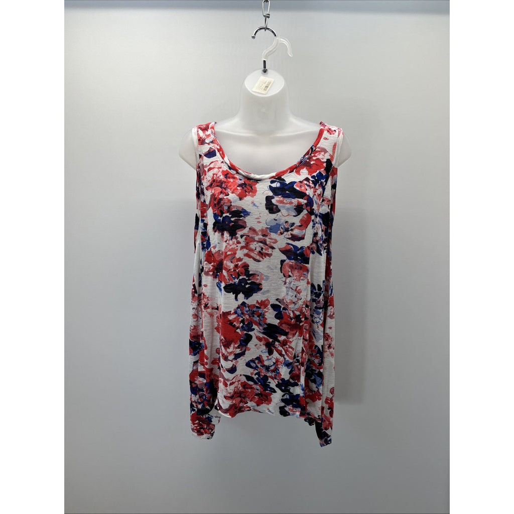 Womens kenar white floral tank top sz 2X
