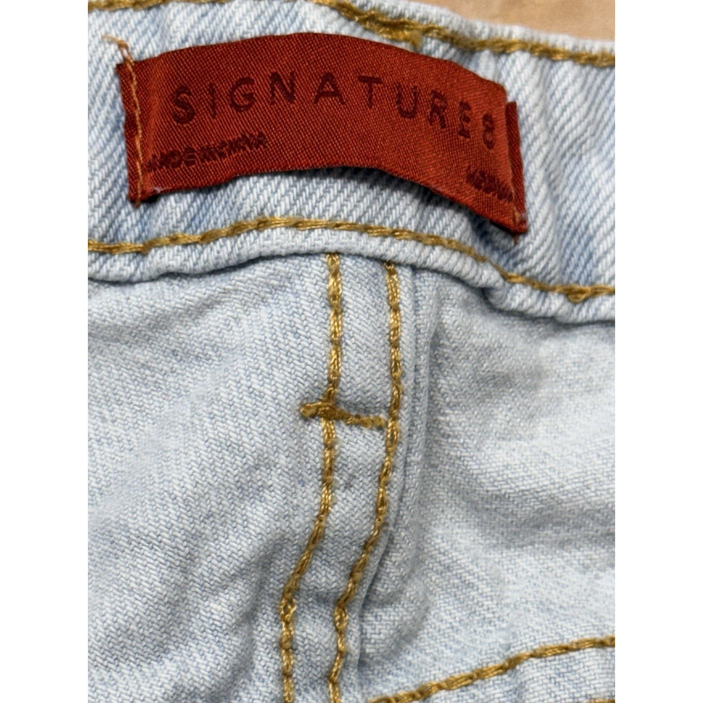 Signature8 Women's Button Fly Distressed High-Rise Denim Shorts Size Medium