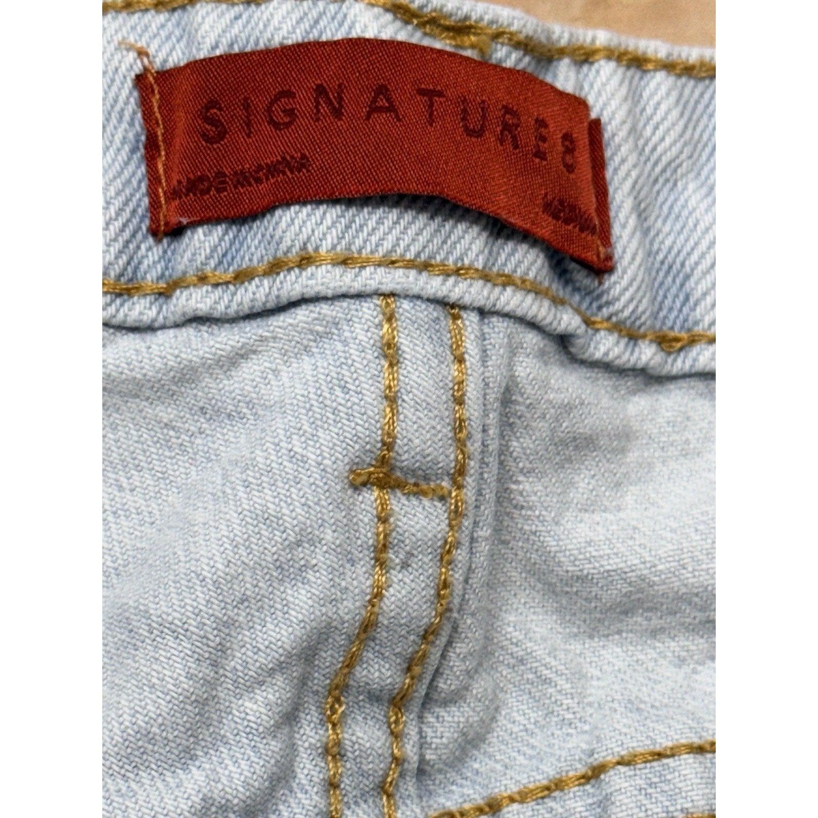 Signature8 Women's Button Fly Distressed High-Rise Denim Shorts Size Medium