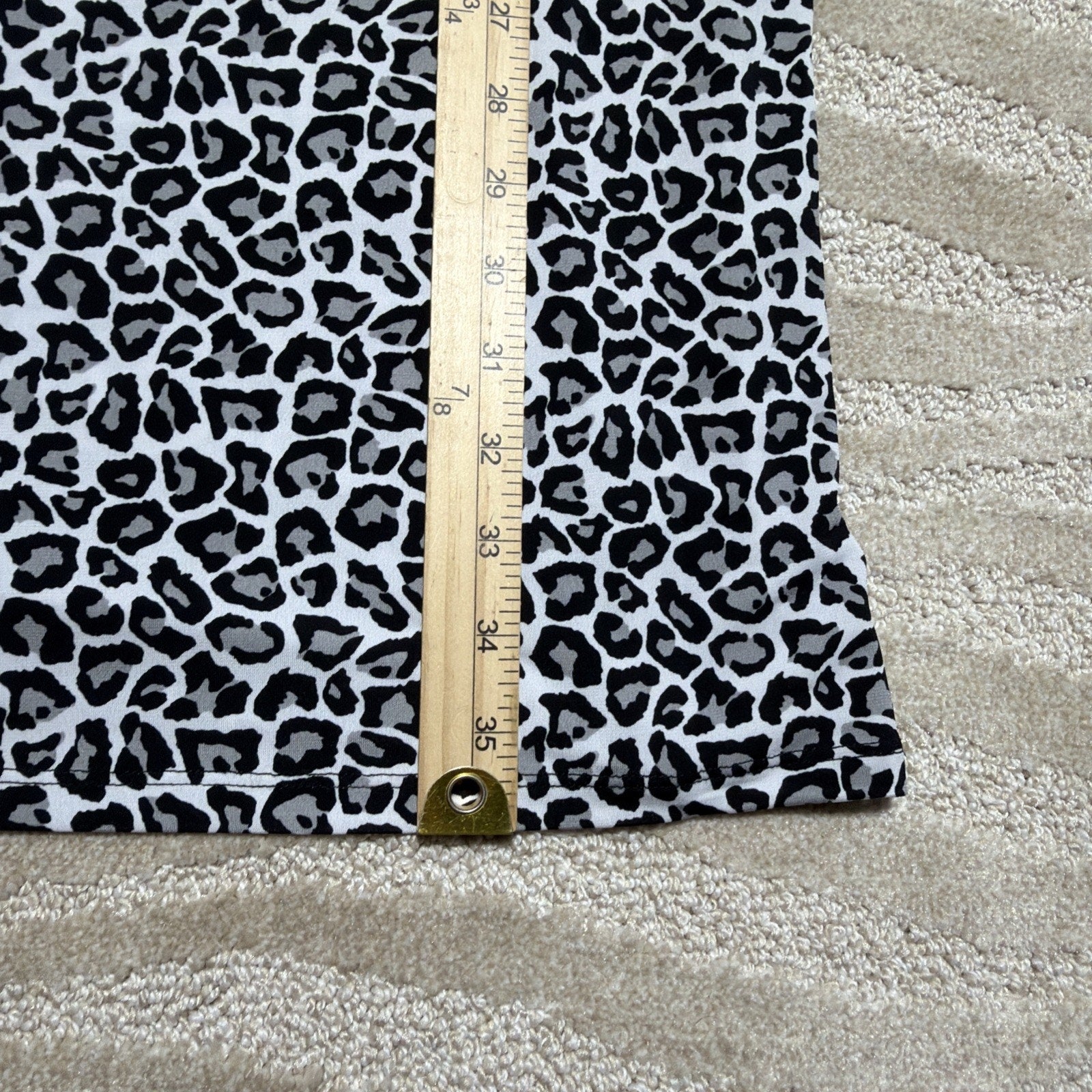 Michael Kors Leopard Print Shift Dress Sleeveless Gold Zip Neck Black White L