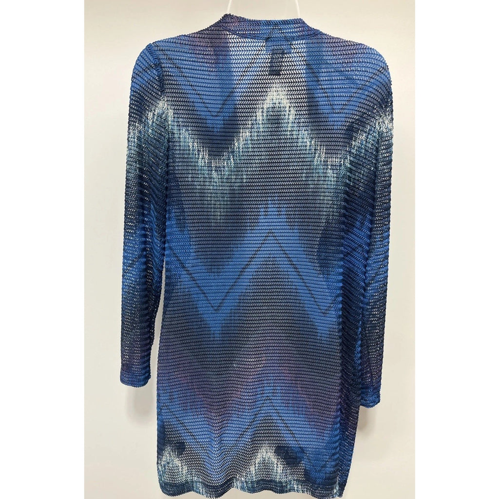 NWT Chico's Traveler Collection Open Front Cardigan Blue Long Sleeve Textured 1