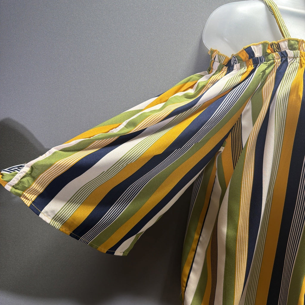 Mileage Women’s 2X Multi Striped Woven Cold Shoulder Button-Up Blouse NWT