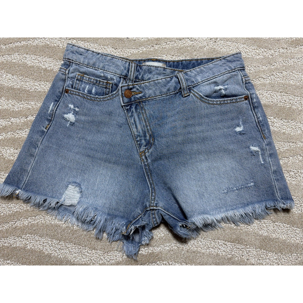 Altar’d State Shorts Womens S Distressed Blue Jean Raw Hem Stretch 28x3