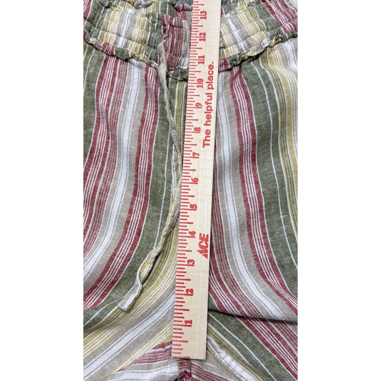 Definitions By D Jeans Shorts Striped Multicolor Front Tie Linen Blend Pockets M