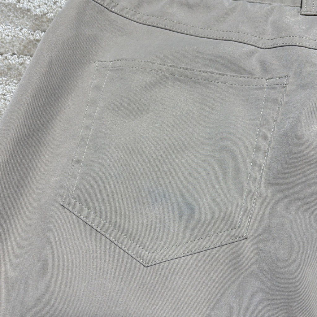 Peter Millar Performance Golf Pants Chino Men's 38X32 Flat Front Beige Khaki