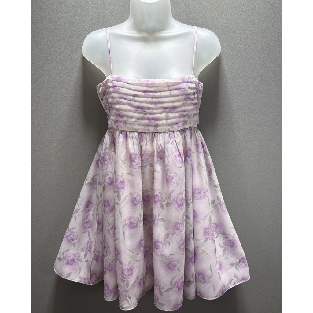 Mi Ami By Francesca’s Floral Lined Lavender Baby Doll Dress Size Small NWT
