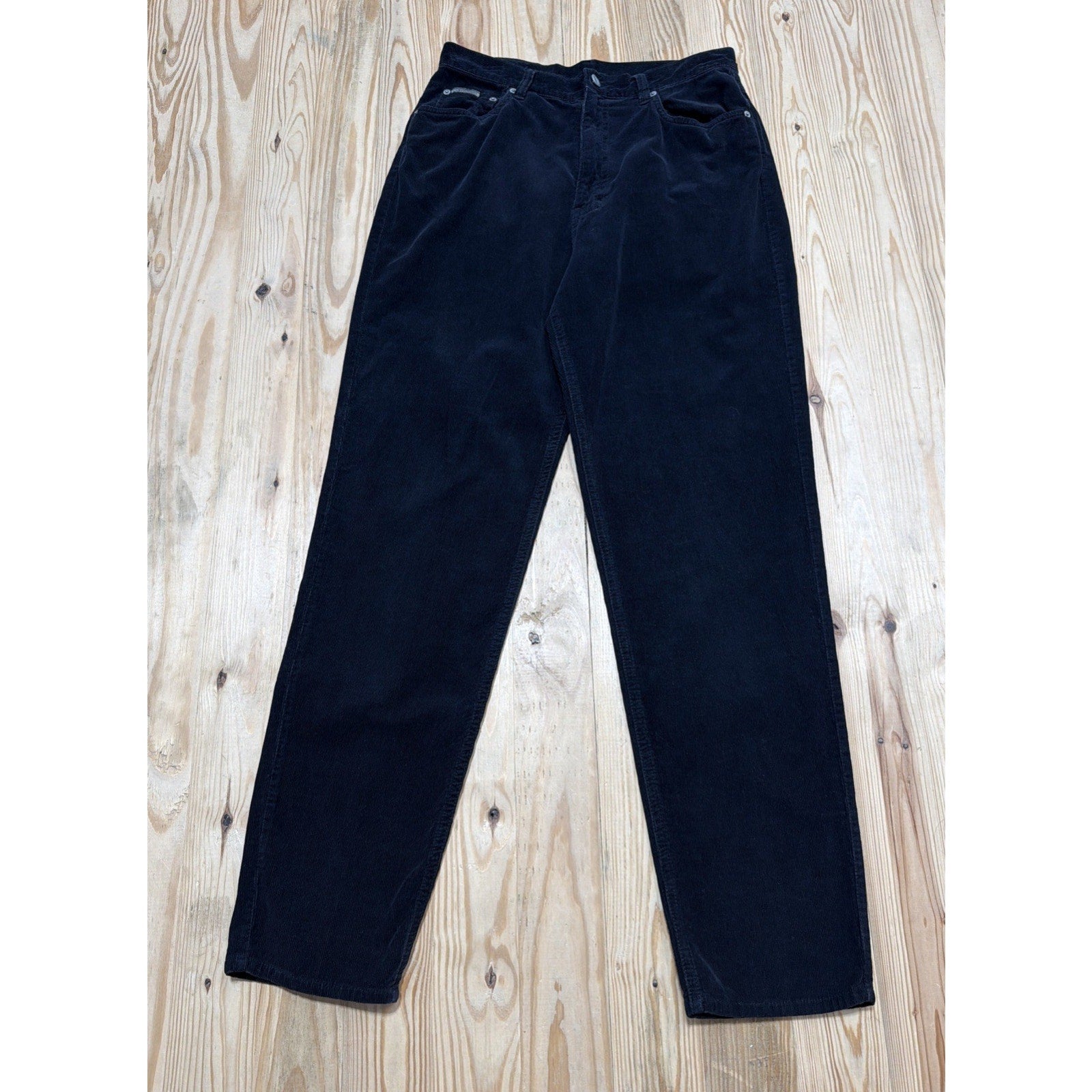 Vintage Calvin Klein Jeans Black Corduroy Pants Women's Size 12 Tapered Straight