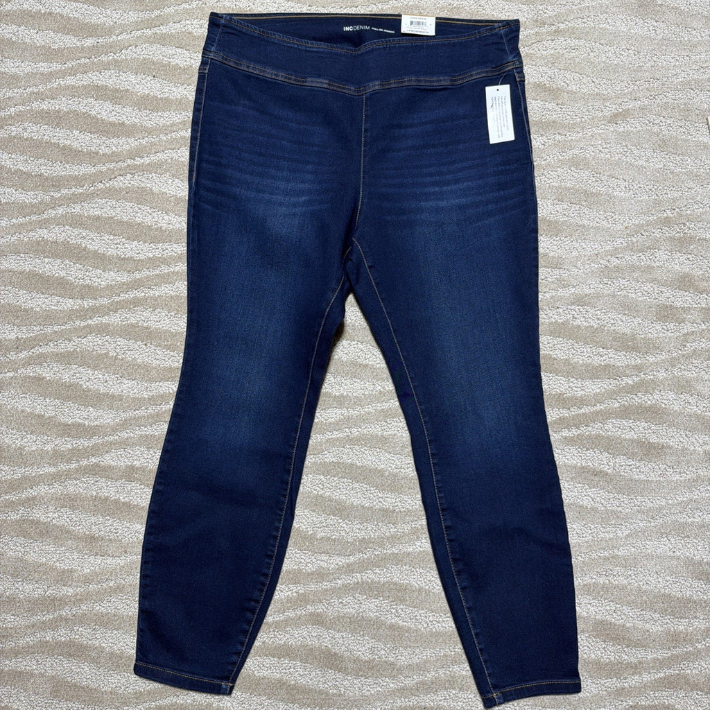 INC Jeans Women's Plus Size 16W Blue Pull On Mid Rise Core Denim Jeggings NWT