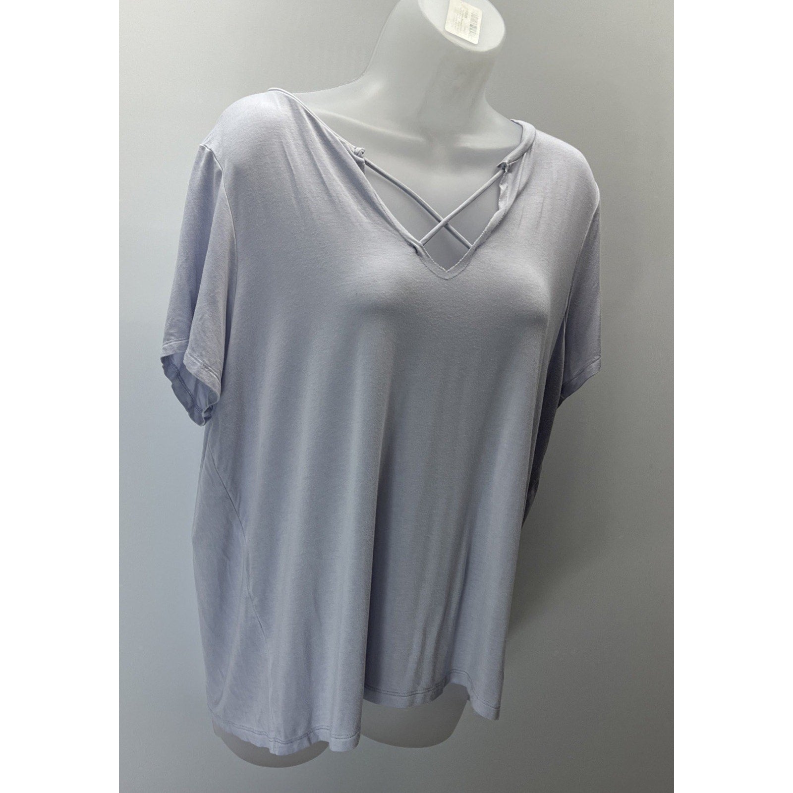 American Eagle Short Sleeve Blue Cross Neck Blouse Size XL