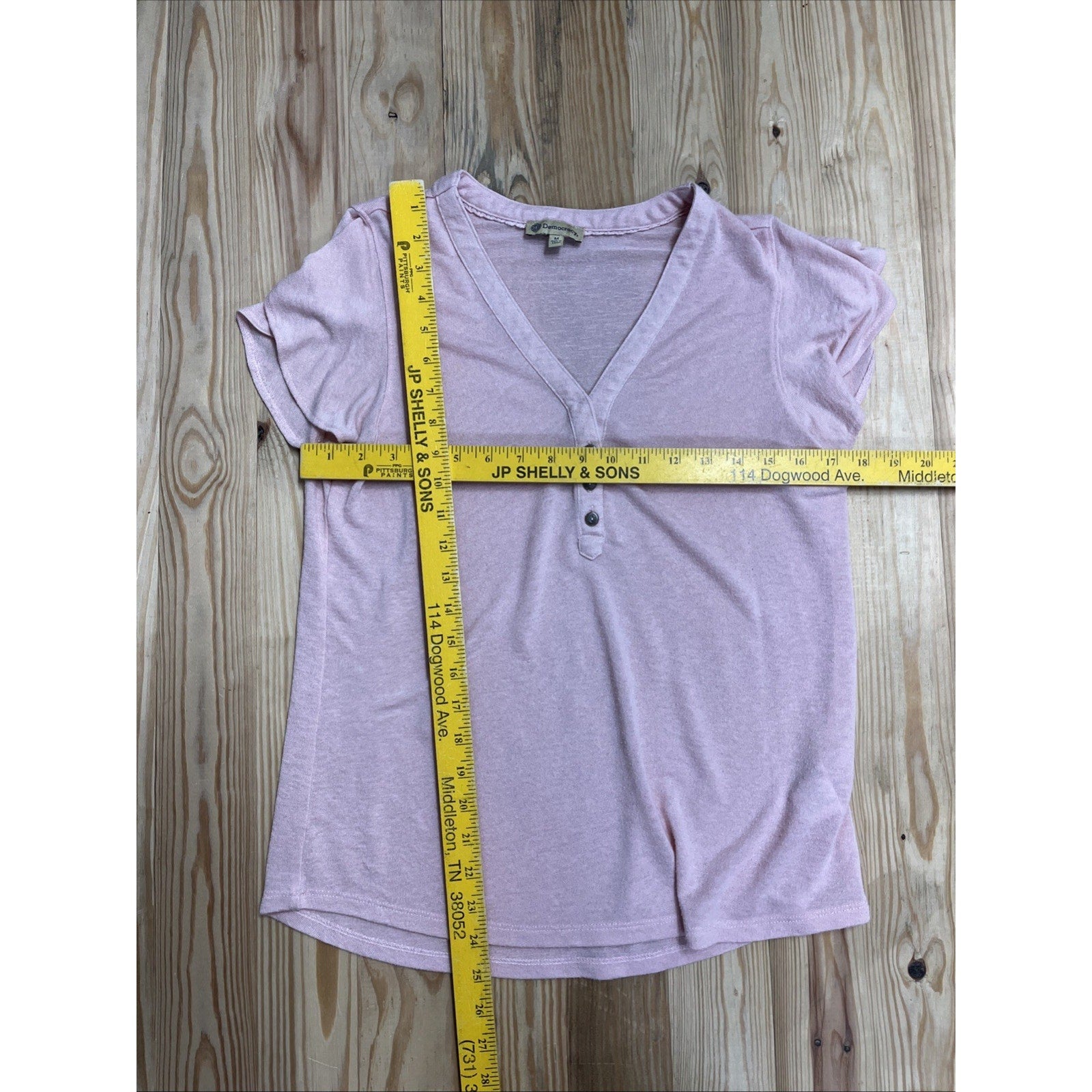 Democracy Pink Cap Flutter Sleeve Shirttail Hem Knit Top Womens Size M