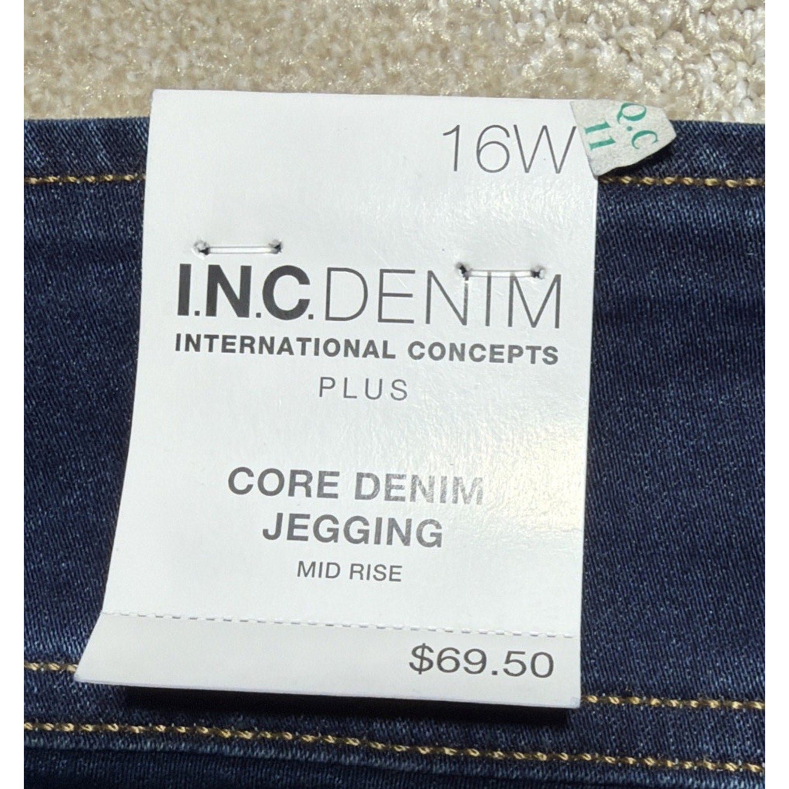 INC Jeans Women's Plus Size 16W Blue Pull On Mid Rise Core Denim Jeggings NWT