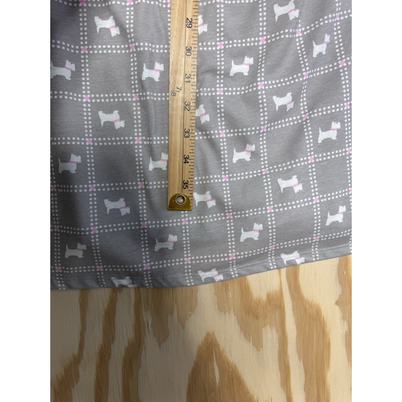 Aria Collection Nightgown Womens 3X Gray Dog Print Sleep Shirt Lace Trim Pajama