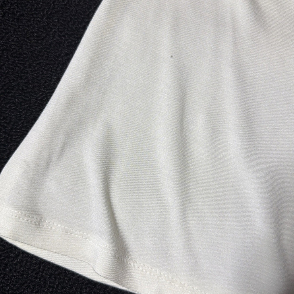 AGB Womens Drape Neck Top Cream Blouse Fairy Office Medium Petite Stretch NWT