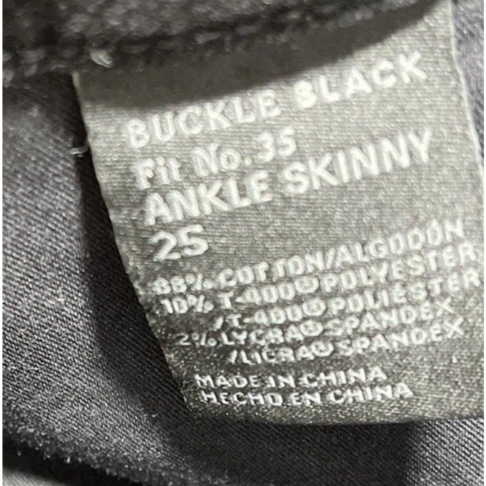 Buckle Black Fit No. 35 Ankle Skinny Distressed Black Women’s Jeans 25