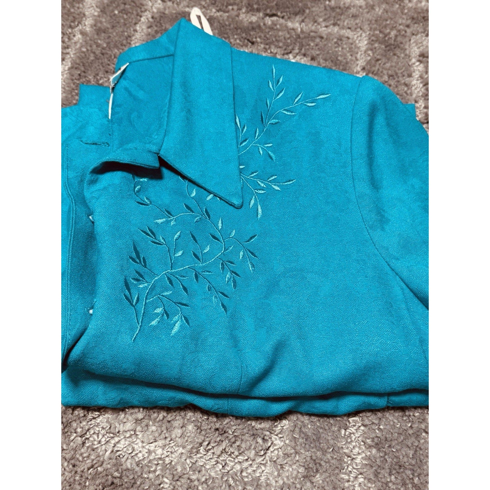 Karin Stevens Teal Maxi Dress Set Womens 14 Regular Vtg Padded Shoulders