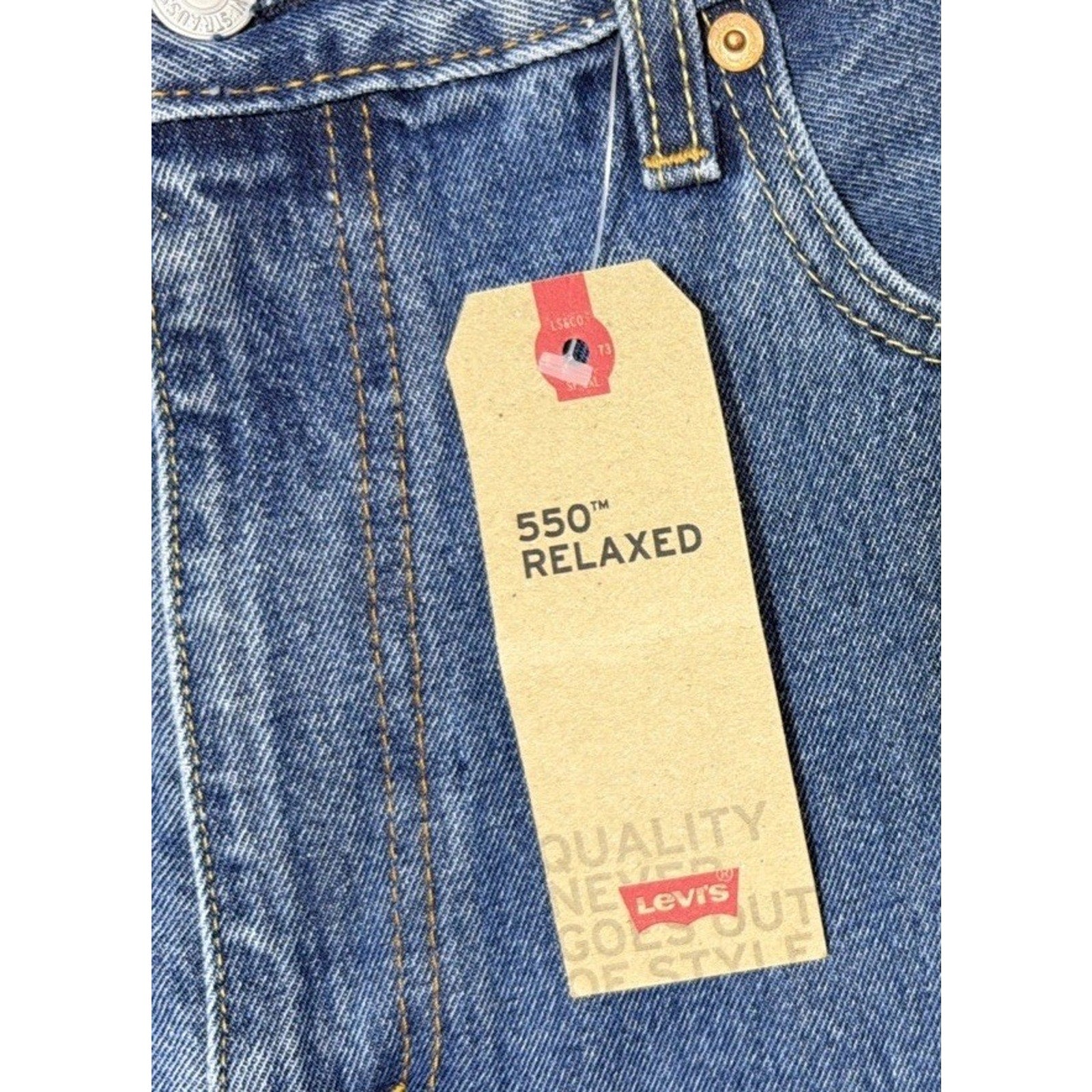 NWT Levi's 550 Relaxed Fit Loose Thigh Tapered Leg Blue Denim Jeans Men’s 38x34