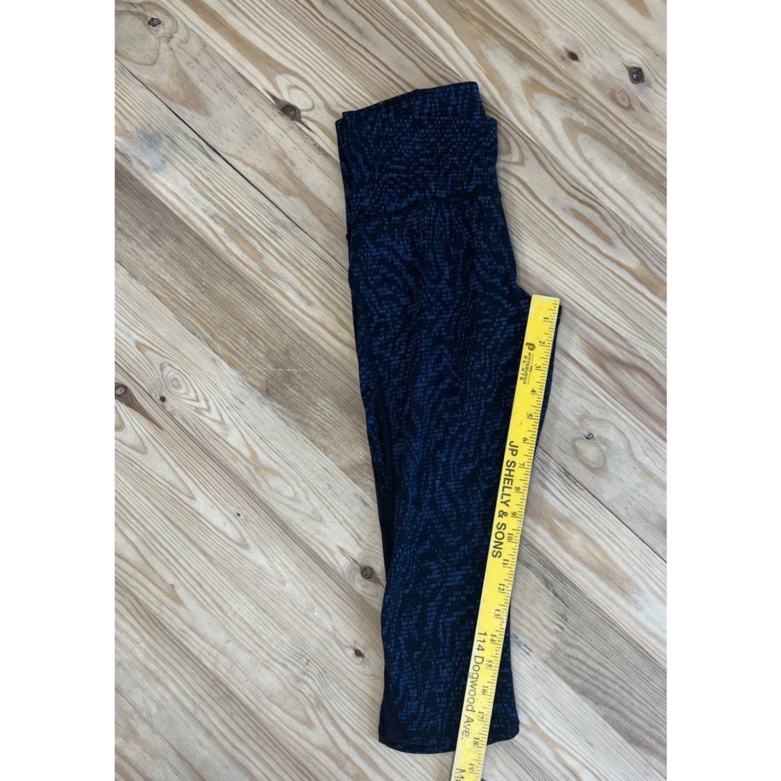 Lululemon Train Times Leggings Womens 6 Blue Black Capri Mesh Side Gym Yoga Run