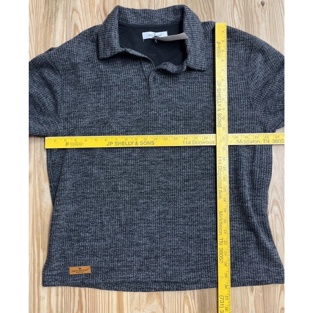 Simply Southern Charcoal Gray Long Sleeve Polo Knit Size Large Men’s