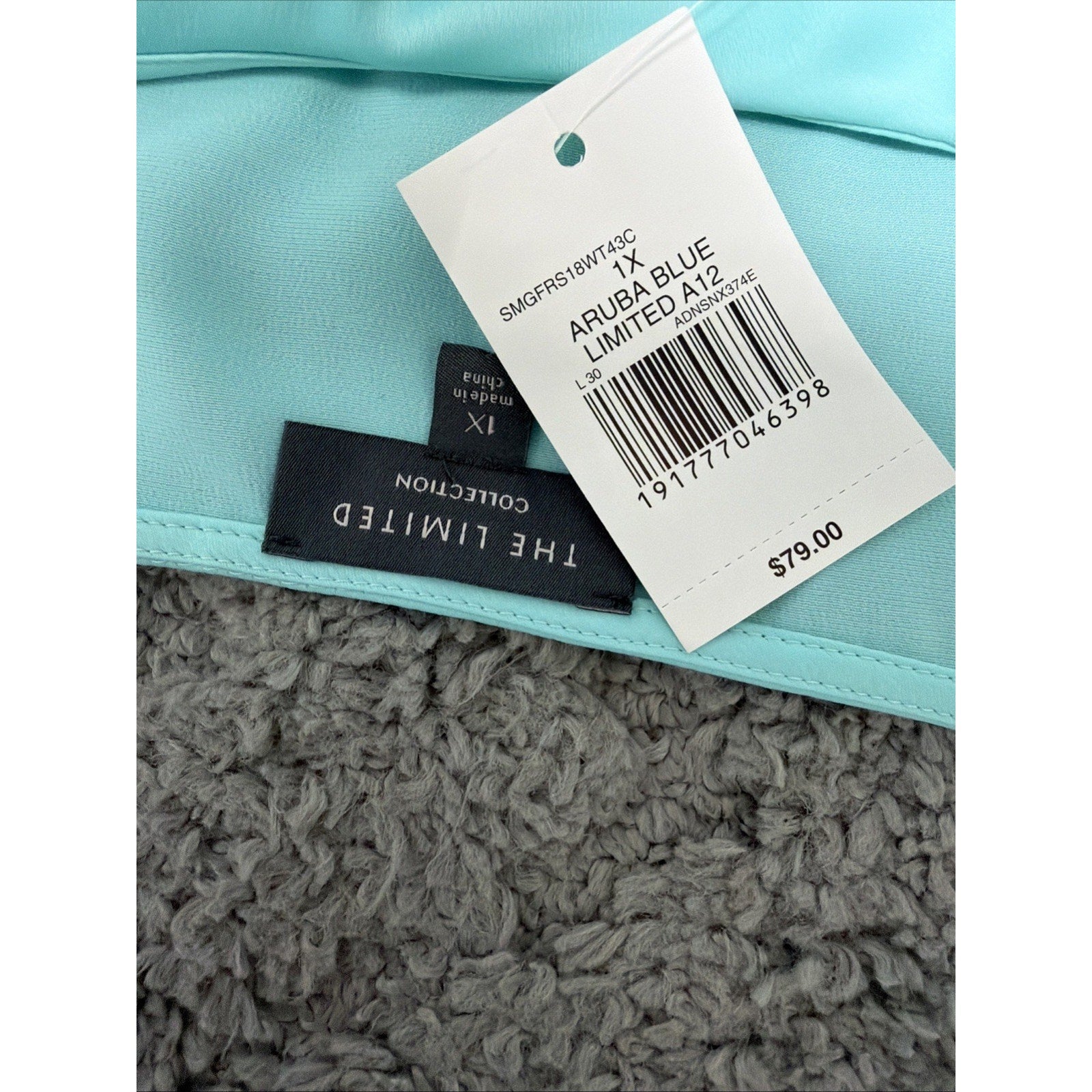New THE LIMITED Collection Plus 1X Aruba Blue Asymmetric Ruffle Front Blouse