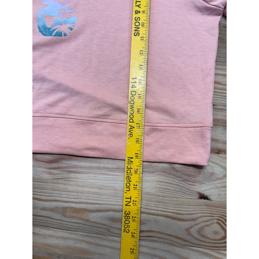 Reel Life Peach Pink Long Sleeve Pineapple Margarita Hoodie Sweater Women’s L