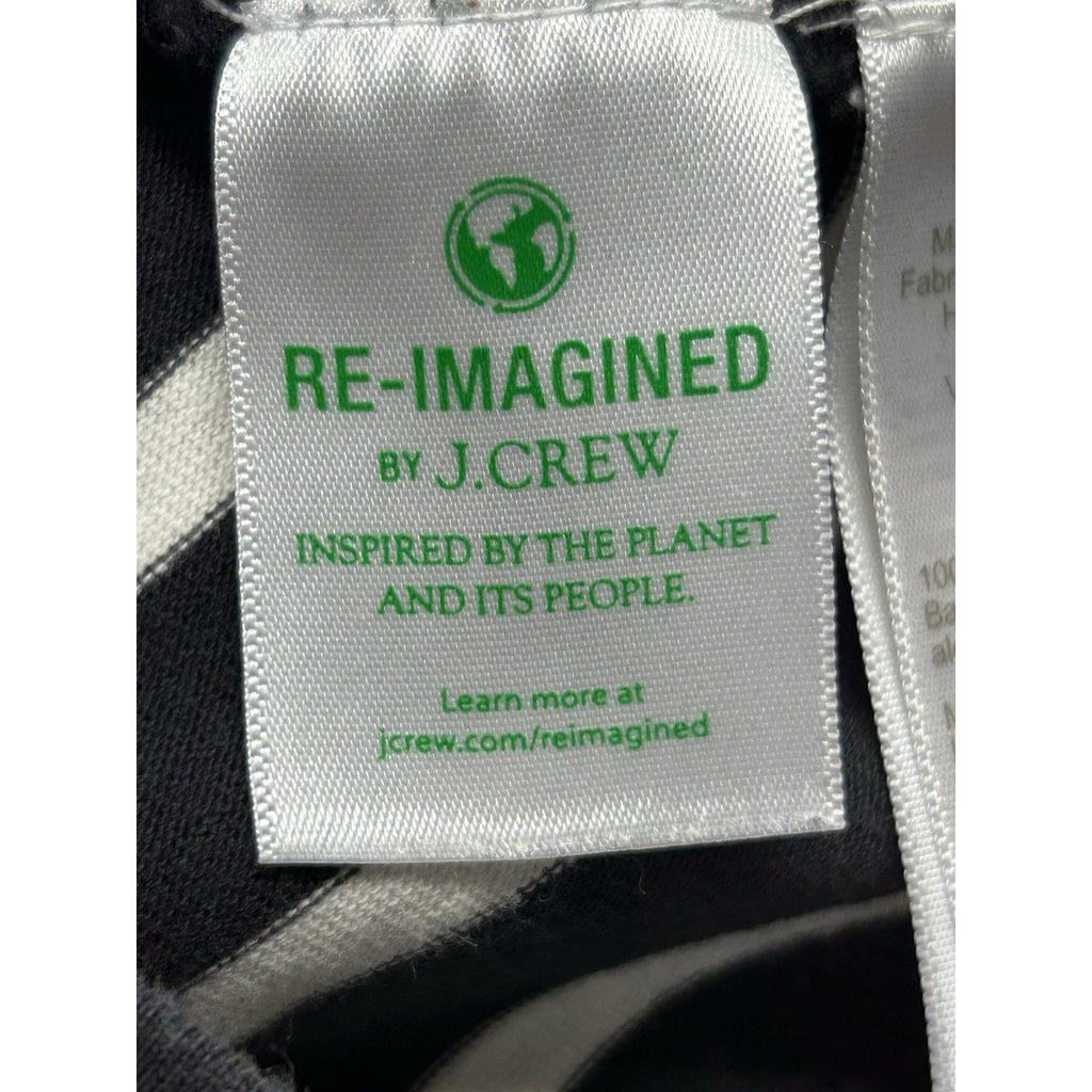 J. Crew Mariner Top Womens S Black White Striped Ruffle Short Sleeve Nautical.