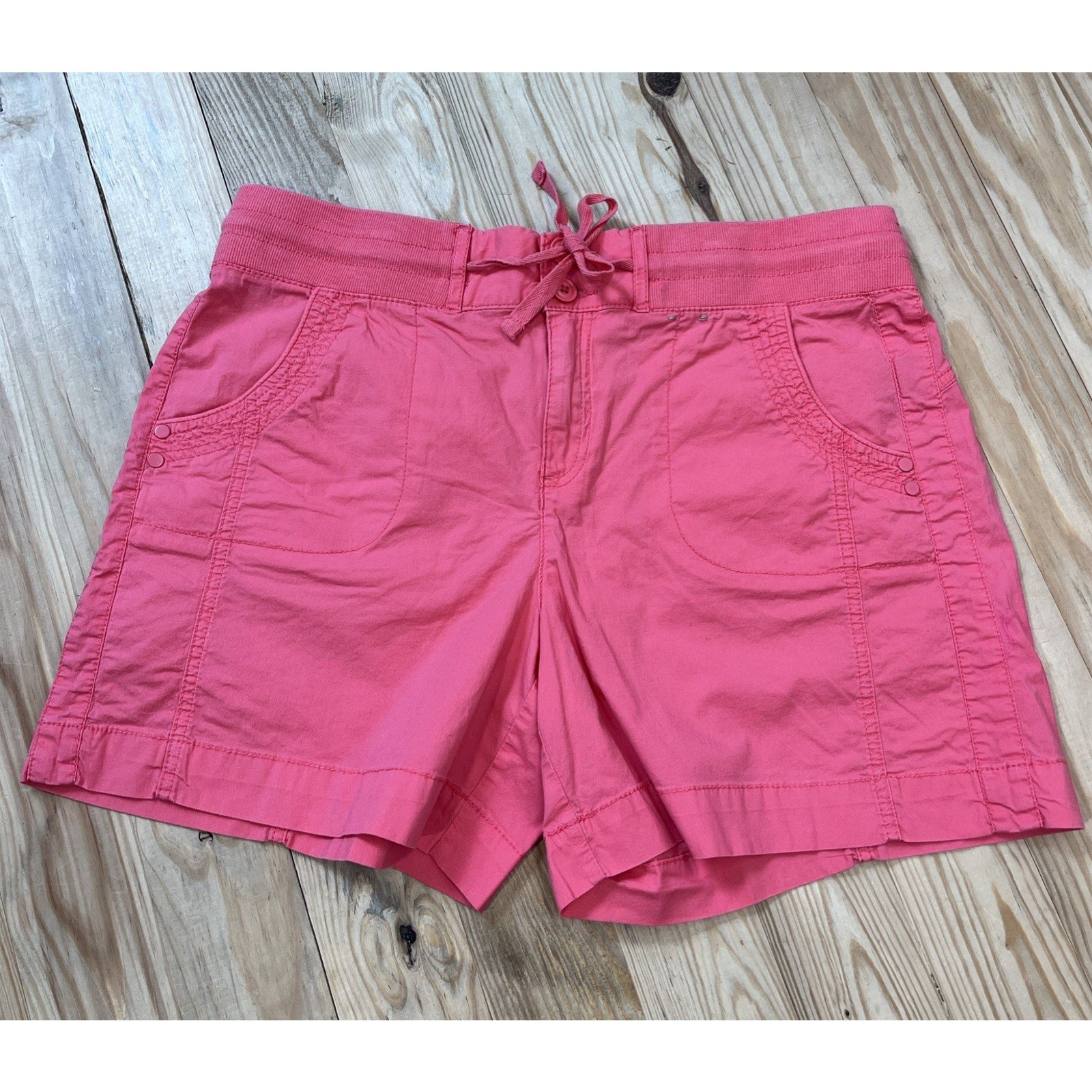 Khakis Co Shorts Womens Size 14 Stretch Chino Drawstring Pocket Casual Ladies
