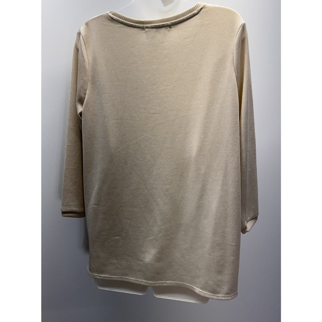 Kiss & Fly City Scape Fashion Theme Rhinestone Long Sleeve Top Women's Size L