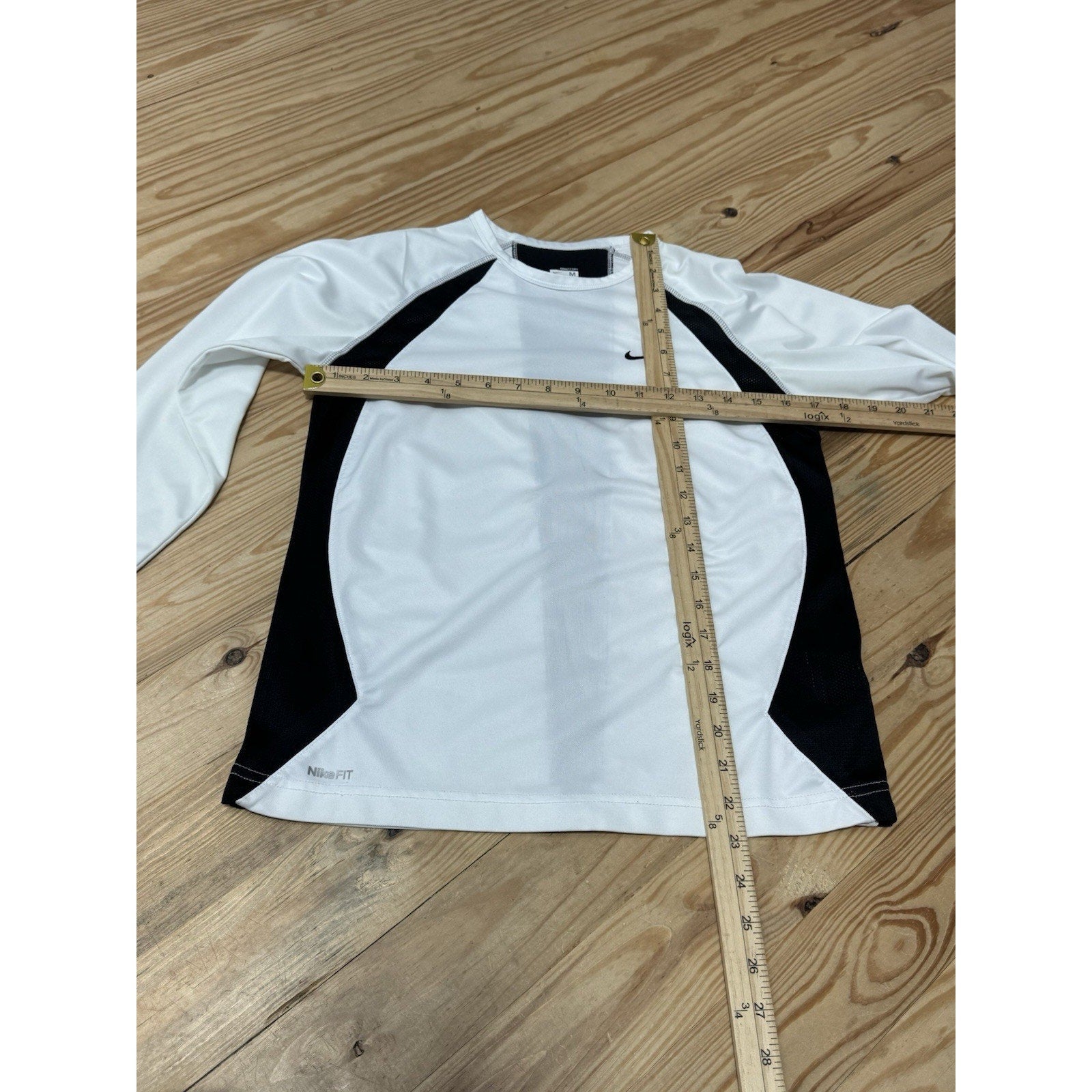 Nike Shirt Youth White Black Long Sleeve Outdoor Sports Dri Fit Size Large 10/12