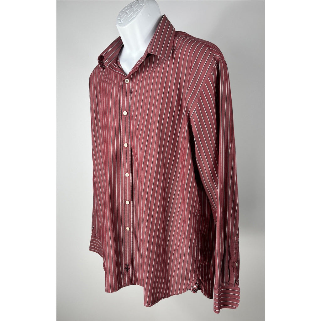 Austin Reed London Men's Bespoke Fit Striped Button Front Dress Shirt Size L