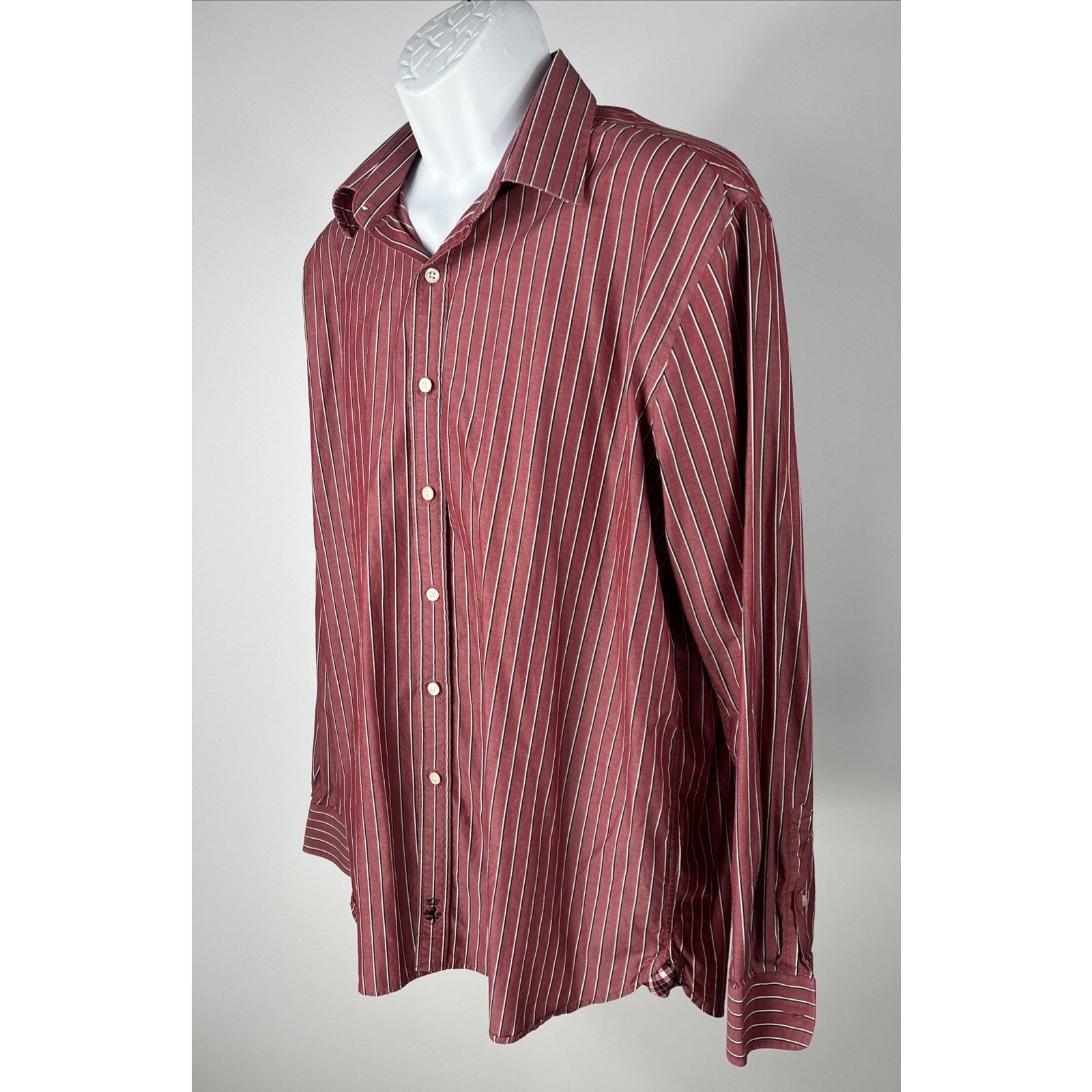 Austin Reed London Men's Bespoke Fit Striped Button Front Dress Shirt Size L
