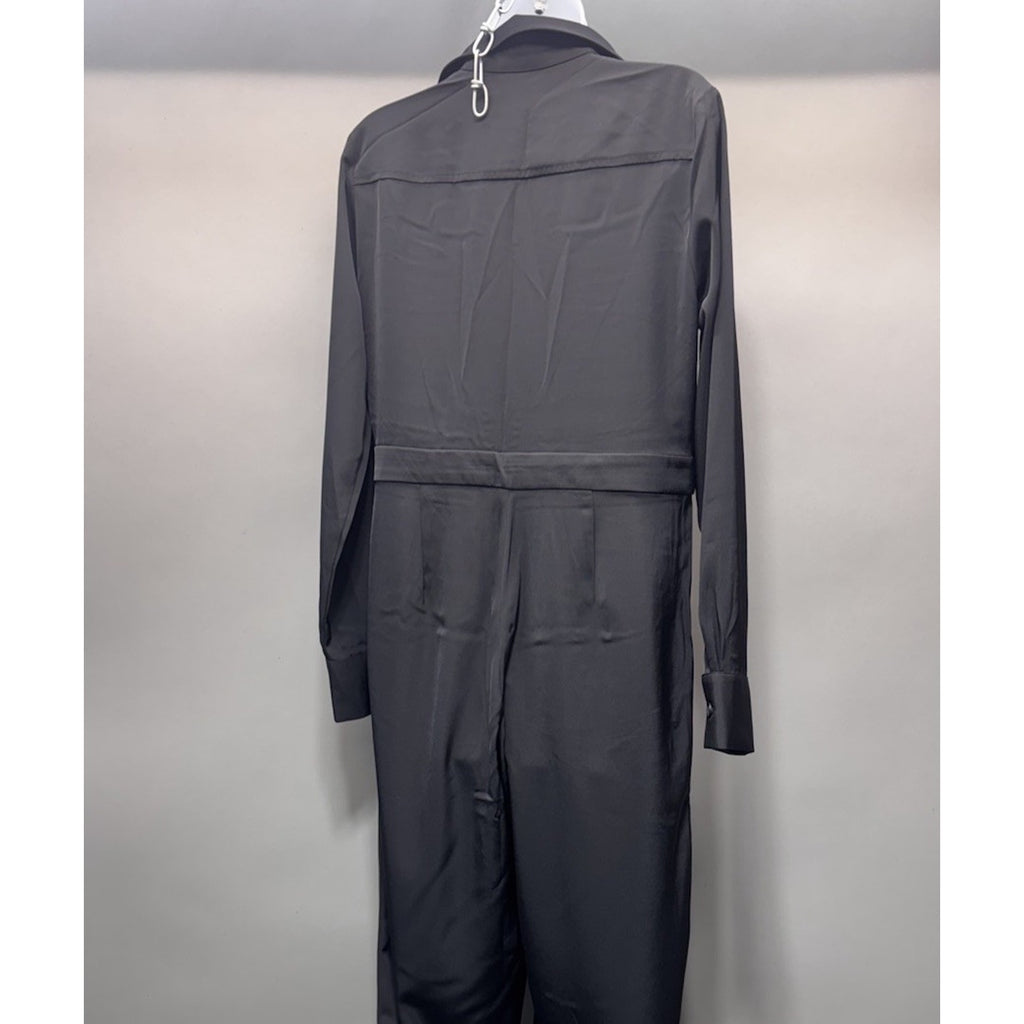 Banana Republic Black Satin Utility Wide Leg Jumpsuit Women’s Size 8 New