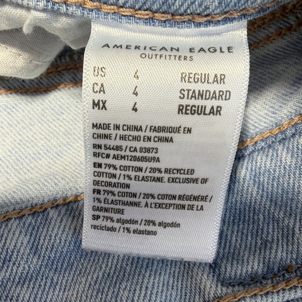 American Eagle Womens Su High Rise Ankle Straight Jeans Sz 4 Distressed Loose