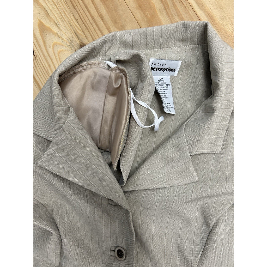 Perceptions Petite Womens Blazer Size 10P Buttons Shoulder Pads Short Sleeve.