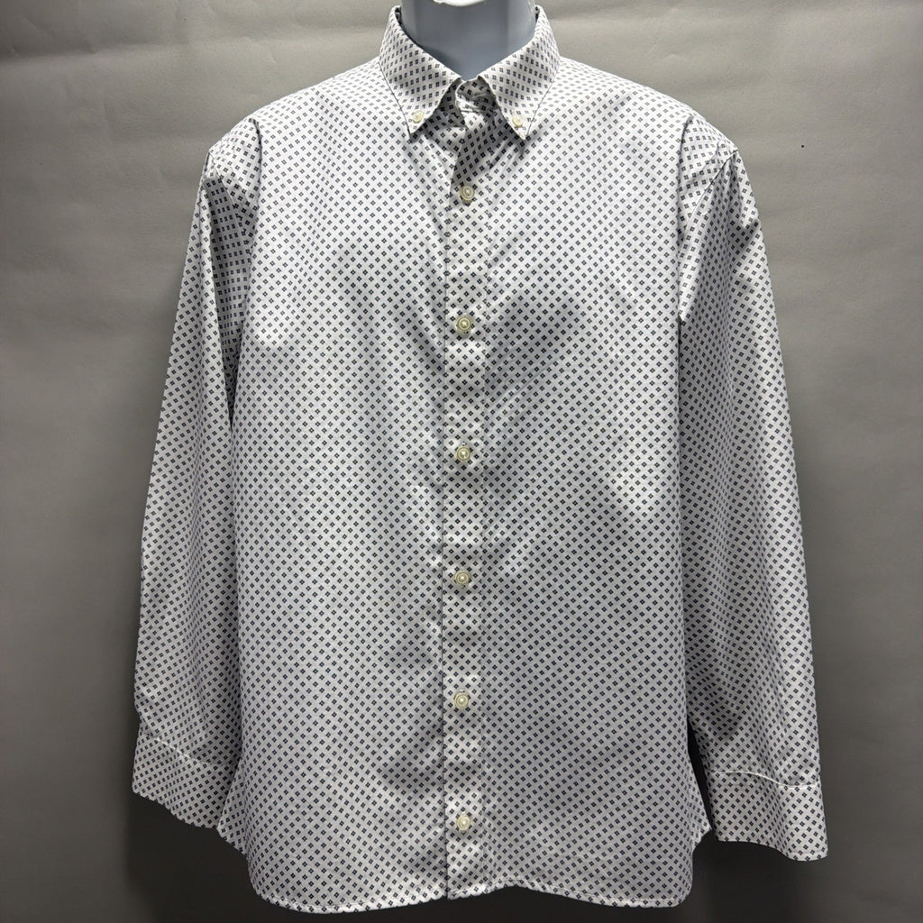 Banana Republic Standard-Fit Non-Iron Dress Shirt in White Blue Dot Size L NWOT
