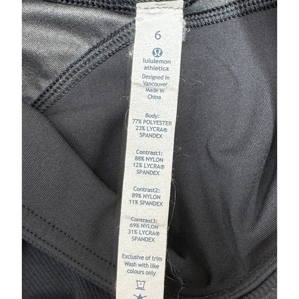 Lululemon Seek The Heat Crop 22” Black Inky Floral Soot Mesh Size 6 Leggings