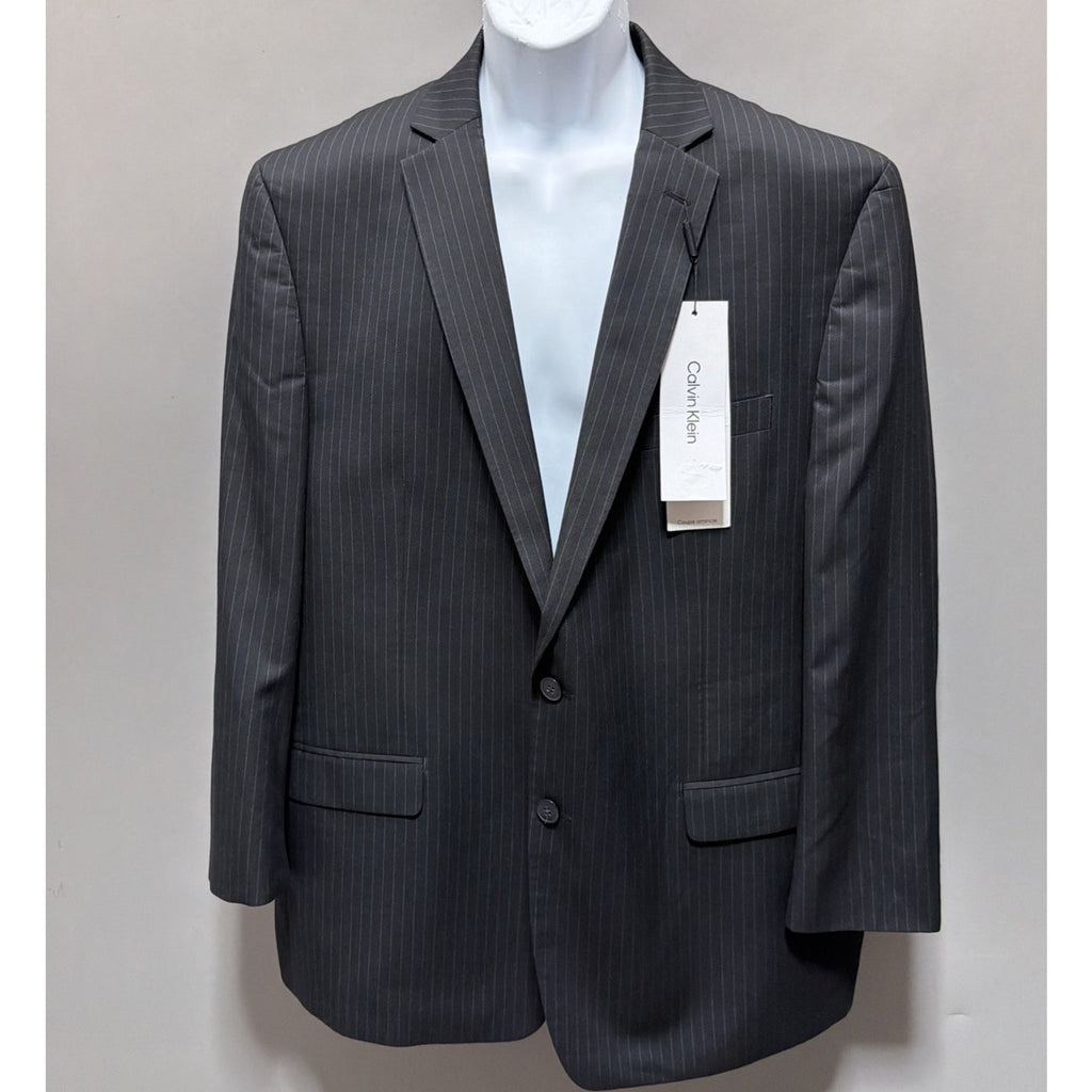 New! Calvin Klein Dark Gray Skinny Fit Stripe Suit JACKET Size 48R