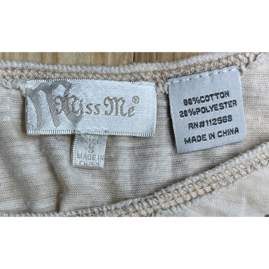 Miss Me Top Long Sleeve Ivory Ombre Studded Crop Embellished Blouse Size Small