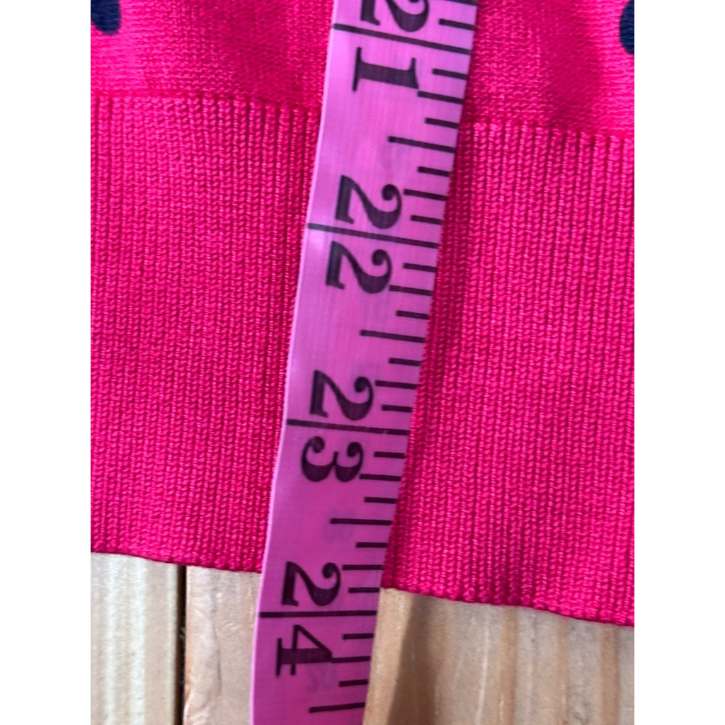 Ellen Tracy Women's Cardigan Sweater Size Large Pink Blue Polkadots 3/4 Sleeve