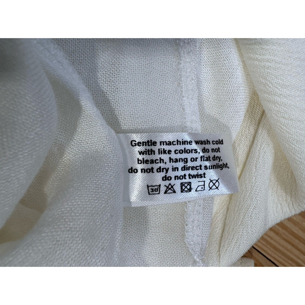 Yak & Yeti Ivory Lined Boho Short Dress V Neck Tasseled Women’s Size Large