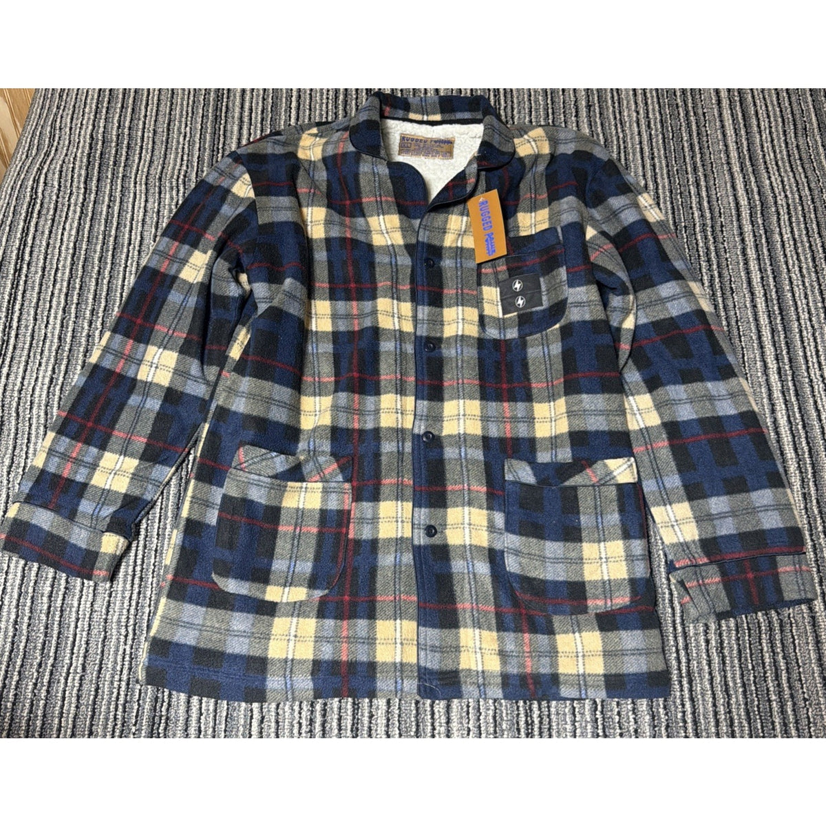Mens Rugged Point Authentic Plaid Fleece Sherpa Button Up Shacket XL NWT
