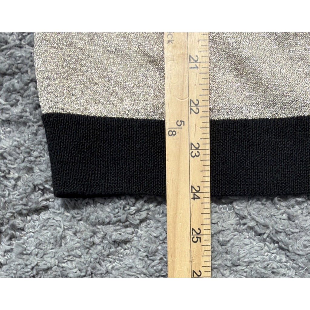 Ann Taylor Extra Fine Merino Wool Metallic Cardigan Black & Gold Stripes Size M