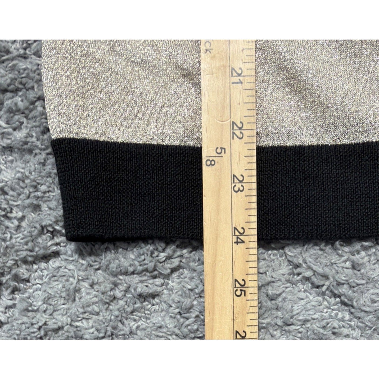 Ann Taylor Extra Fine Merino Wool Metallic Cardigan Black & Gold Stripes Size M
