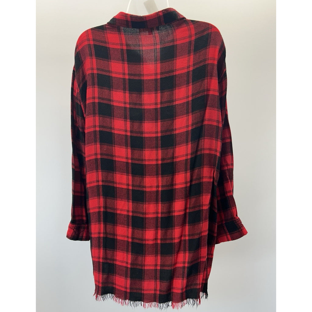Umgee Medium Carmen Buffalo Plaid Half Button Tunic XL